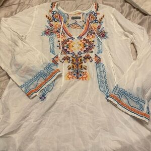 BIYA Embroidered White Boho Top